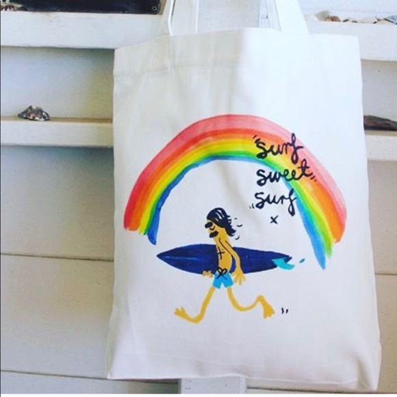 Aloha Zen Handbags - Aloha Zen Khaki Rainbow Runner Tote Bag